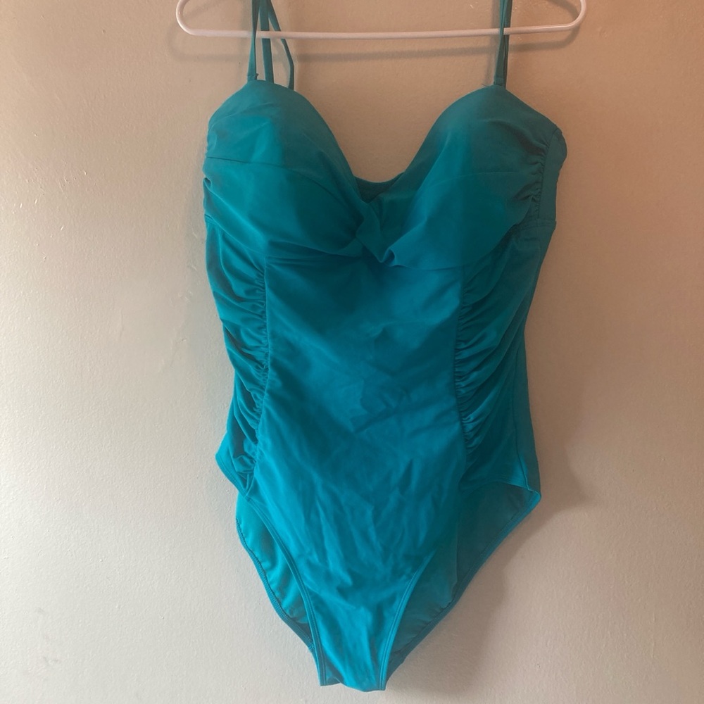 Old Navy Blue One Piece Swimsuit with Sweetheart Neckline